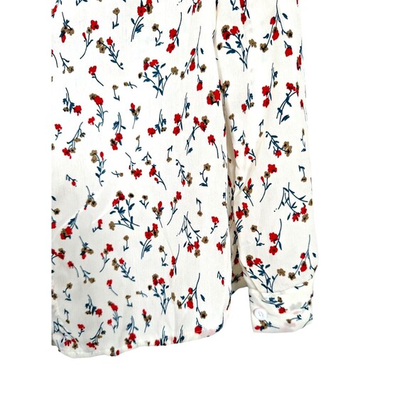 Women's Ditsy Floral Button Down Shirt Top Long Sleeve Size 8 White Multi - Picture 9 of 12